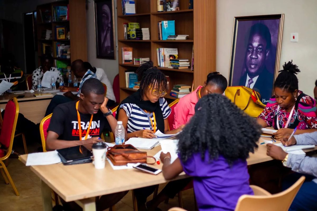 Young people working together at a training